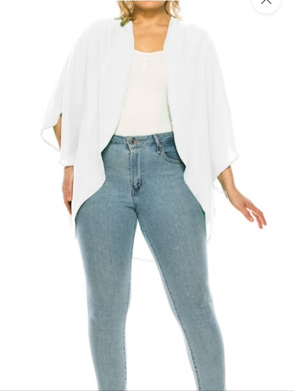 C39 NWT Moa Collections Plus Size Solid Semi-Sheer Cardigan Kimono Loose Flowy